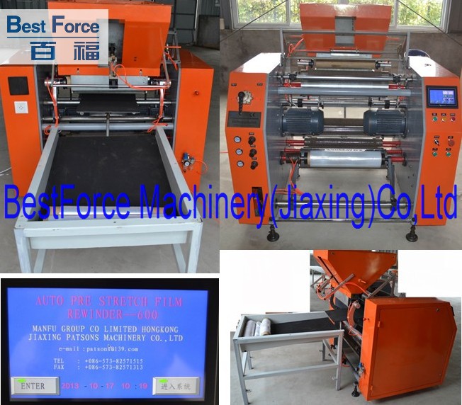 Automatic prestretch rewinder